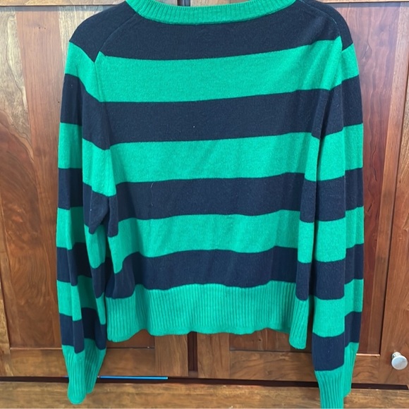J Crew 100% Cashmere Cropped Rugby Stripe Sweater - Picture 2 of 4